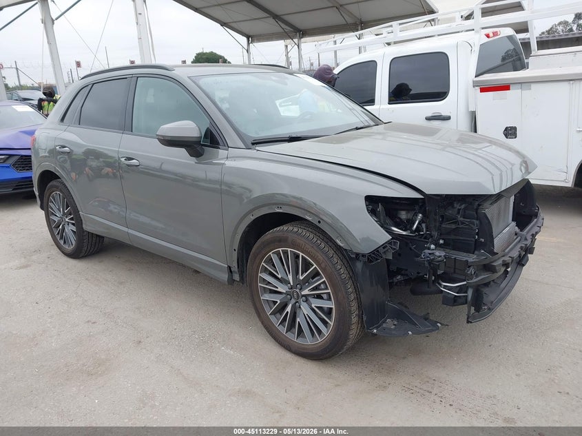 2024 Audi Q3 VIN WA1AUCF39R1083683 IAAI salvage auction — FRONT END, Salvage (California), sold $12,200 on 2026-07-16 (photo 1)