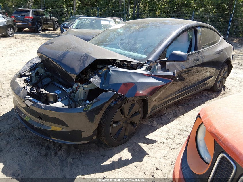 2024 Tesla Model 3 VIN 5YJ3E1EA0RF831938 IAAI salvage auction — FRONT & REAR, Salvage (South Carolina), sold $7,300 on 2026-07-21 (photo 2)