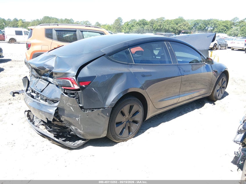 2024 Tesla Model 3 VIN 5YJ3E1EA0RF831938 IAAI salvage auction — FRONT & REAR, Salvage (South Carolina), sold $7,300 on 2026-07-21 (photo 4)