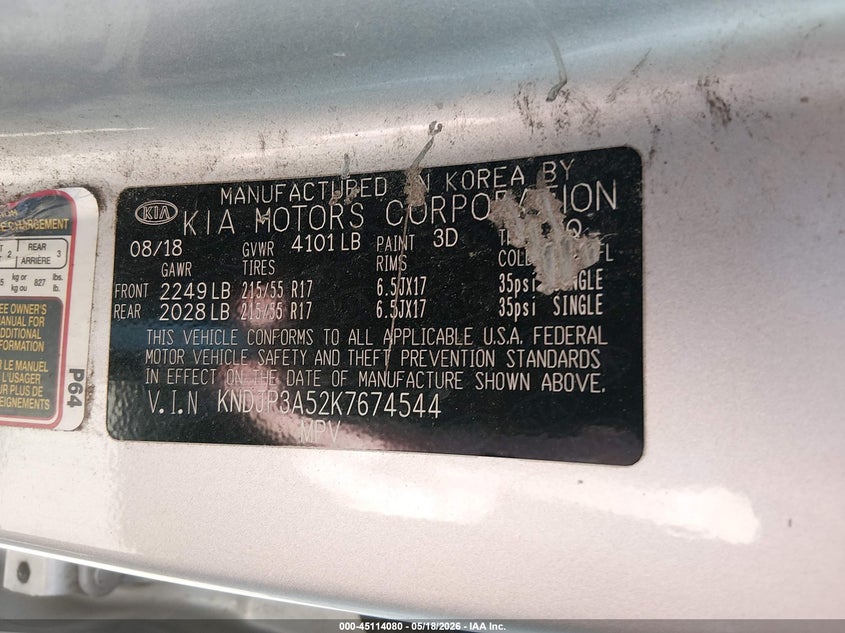 2019 Kia Soul VIN KNDJP3A52K7674544 IAAI salvage auction — FRONT END, Salvage (Ohio), sold $25 on 2026-07-28 (photo 9)