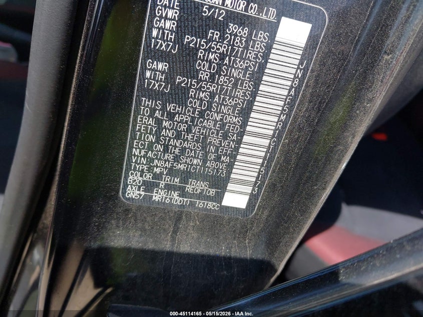 2012 Nissan Juke VIN JN8AF5MR1CT115173 IAAI salvage auction — FRONT END, Original (Texas), sold $375 on 2026-07-29 (photo 9)