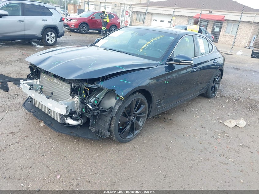 2023 Genesis G70 VIN KMTG34TA0PU106339 IAAI salvage auction — FRONT END, Salvage (Wisconsin), sold $5,800 on 2026-07-07 (photo 2)
