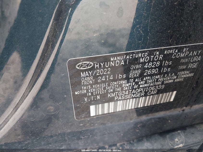2023 Genesis G70 VIN KMTG34TA0PU106339 IAAI salvage auction — FRONT END, Salvage (Wisconsin), sold $5,800 on 2026-07-07 (photo 9)