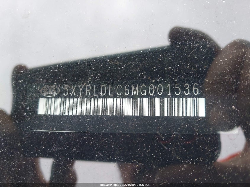 2021 Kia Sorento VIN 5XYRLDLC6MG001536 IAAI salvage auction — FRONT END, Salvage (Massachusetts), sold $3,050 on 2026-07-21 (photo 9)
