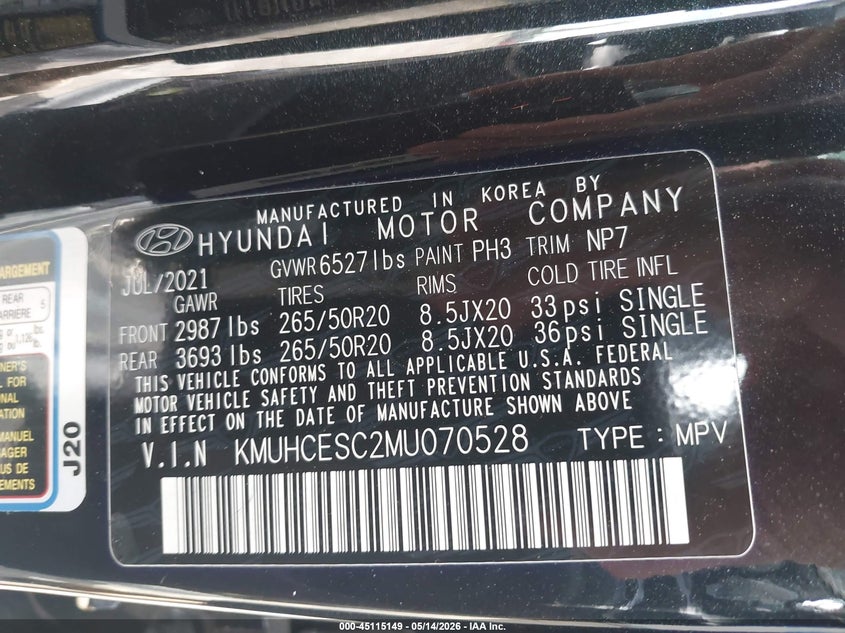 2021 Genesis Gv80 VIN KMUHCESC2MU070528 IAAI salvage auction — FRONT END, Salvage (Virginia), sold $5,200 on 2026-07-10 (photo 9)