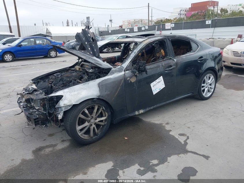 2007 Lexus Is 250 VIN JTHBK262672054892 IAAI salvage auction — ENGINE BURN, Non-Repairable (California), sold $250 on 2026-07-08 (photo 2)