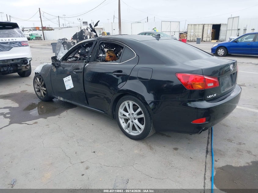 2007 Lexus Is 250 VIN JTHBK262672054892 IAAI salvage auction — ENGINE BURN, Non-Repairable (California), sold $250 on 2026-07-08 (photo 3)
