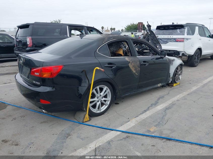 2007 Lexus Is 250 VIN JTHBK262672054892 IAAI salvage auction — ENGINE BURN, Non-Repairable (California), sold $250 on 2026-07-08 (photo 4)