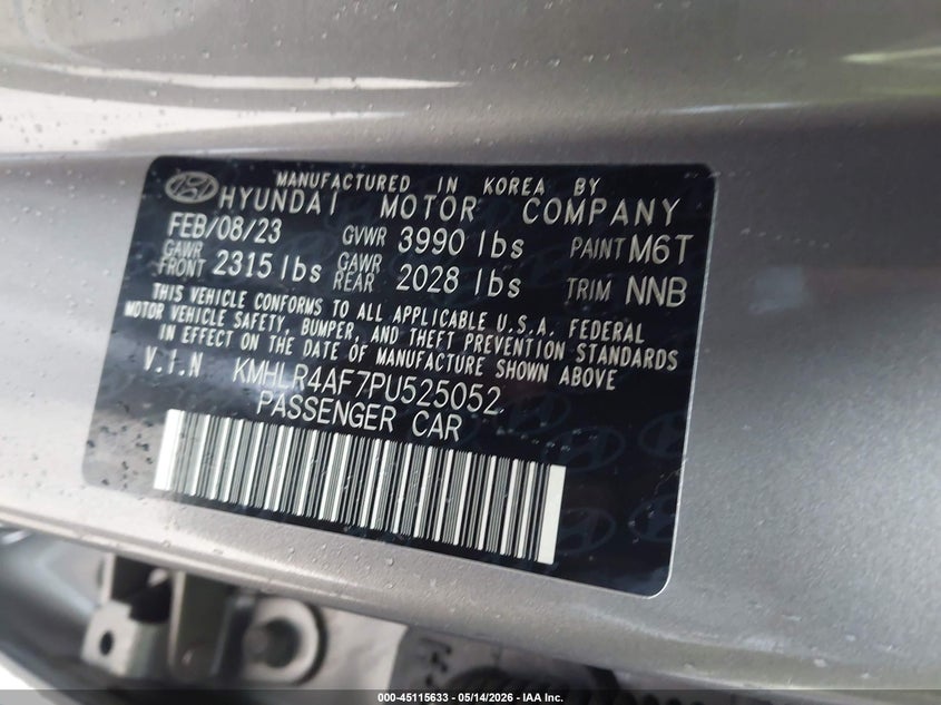 2023 Hyundai Elantra VIN KMHLR4AF7PU525052 IAAI salvage auction — FRONT END, Mv-907A (New York), sold $4,150 on 2026-07-21 (photo 9)