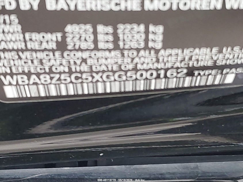 2016 BMW 3er VIN WBA8Z5C5XGG500162 IAAI salvage auction — SIDE, Salvage (Texas), sold $2,000 on 2026-09-04 (photo 9)
