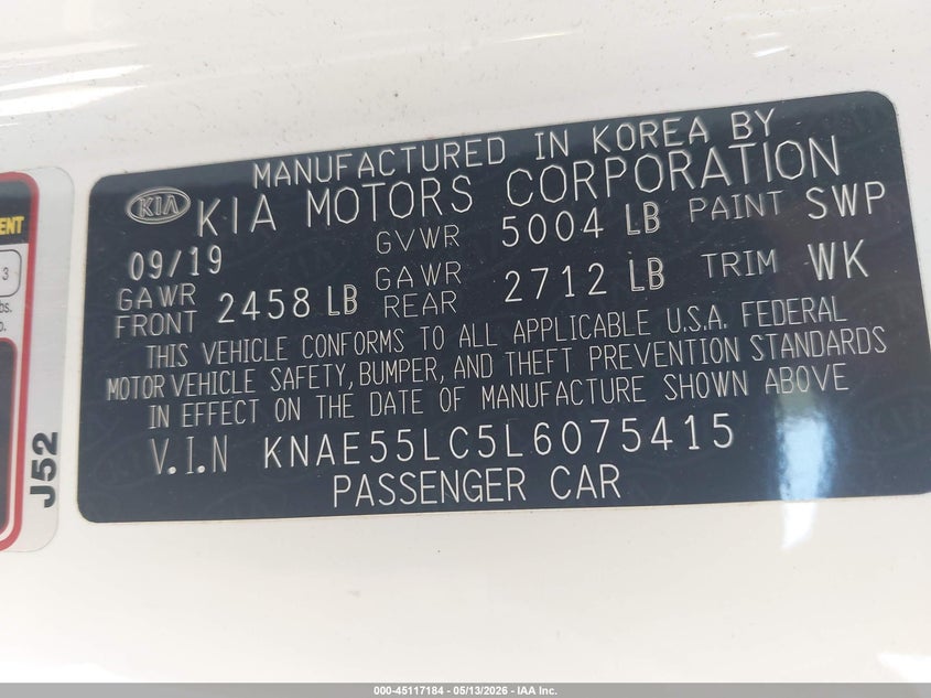 2020 Kia Stinger VIN KNAE55LC5L6075415 IAAI salvage auction — RIGHT SIDE, Salvage (Texas), sold $6,000 on 2026-07-29 (photo 9)
