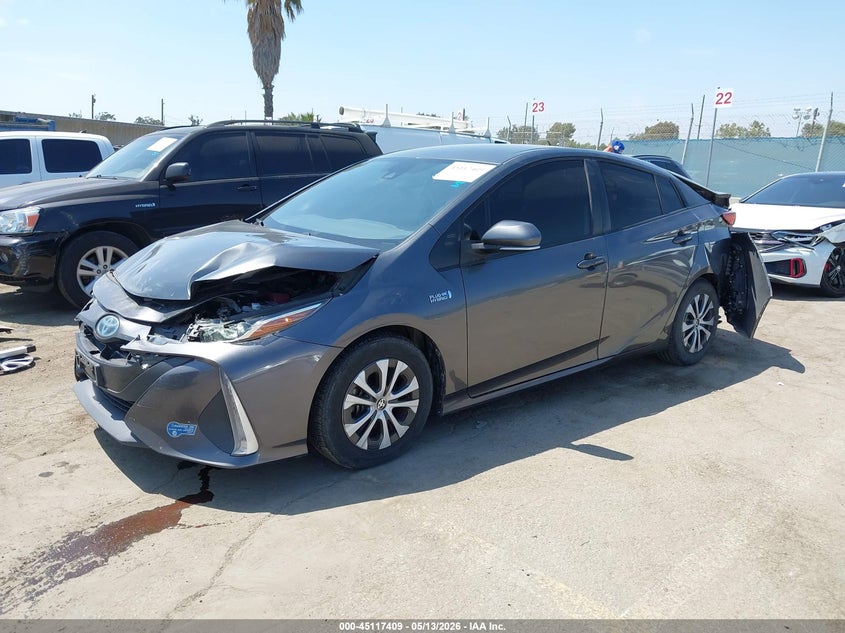 2021 Toyota Prius prime VIN JTDKAMFP2M3171483 IAAI salvage auction — FRONT & REAR, Salvage (California), sold $3,700 on 2026-07-15 (photo 2)