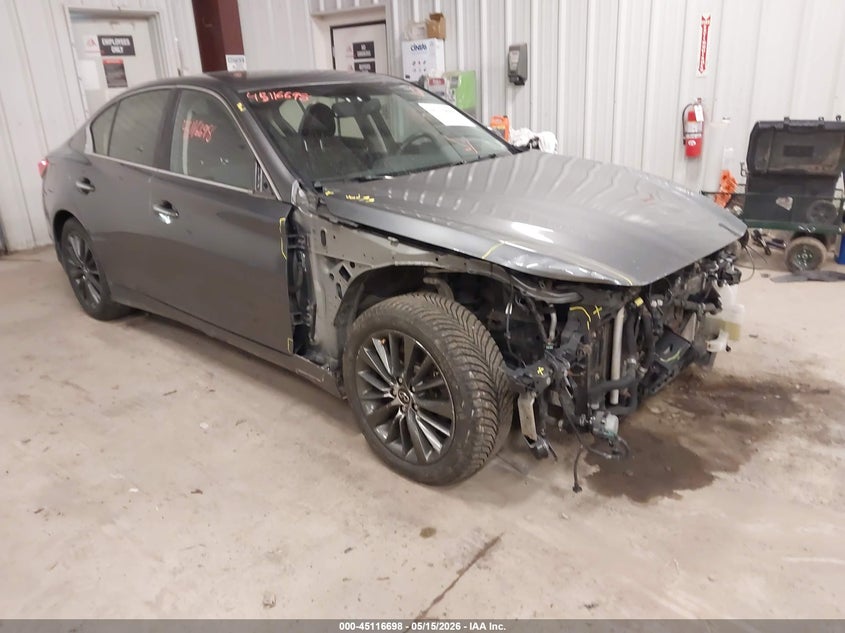 2019 Infiniti Q50 VIN JN1EV7AR5KM591597 IAAI salvage auction — FRONT END, Mv-907A (New York), sold $3,075 on 2026-07-07 (photo 1)