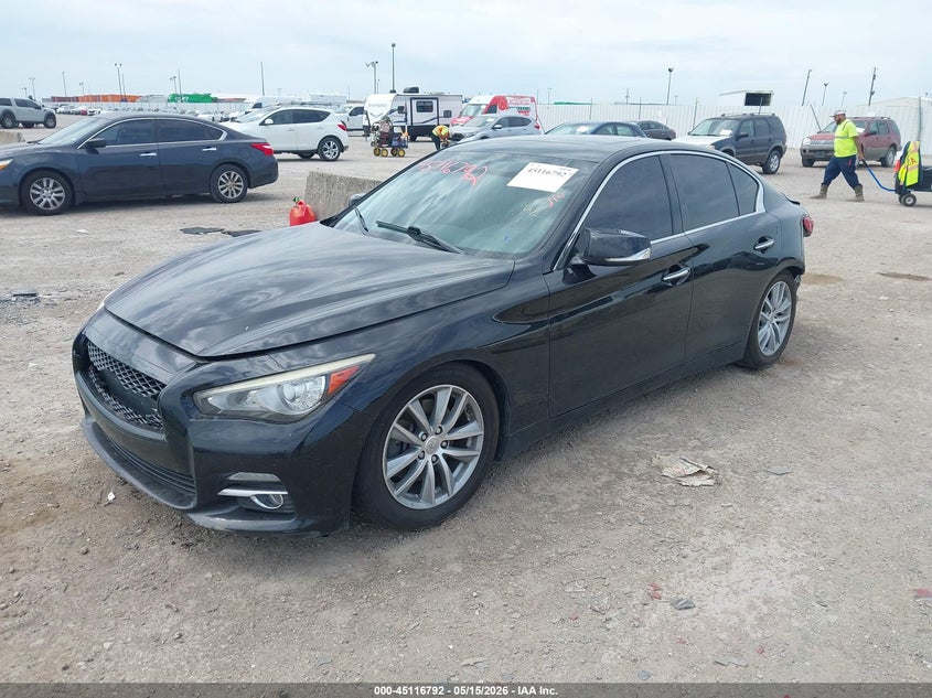 2015 Infiniti Q50 VIN JN1BV7AP2FM337434 IAAI salvage auction — LEFT REAR, Original (Texas), sold $1,050 on 2026-07-22 (photo 2)