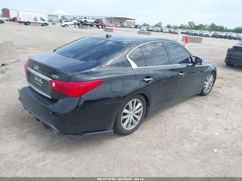 2015 Infiniti Q50 VIN JN1BV7AP2FM337434 IAAI salvage auction — LEFT REAR, Original (Texas), sold $1,050 on 2026-07-22 (photo 4)