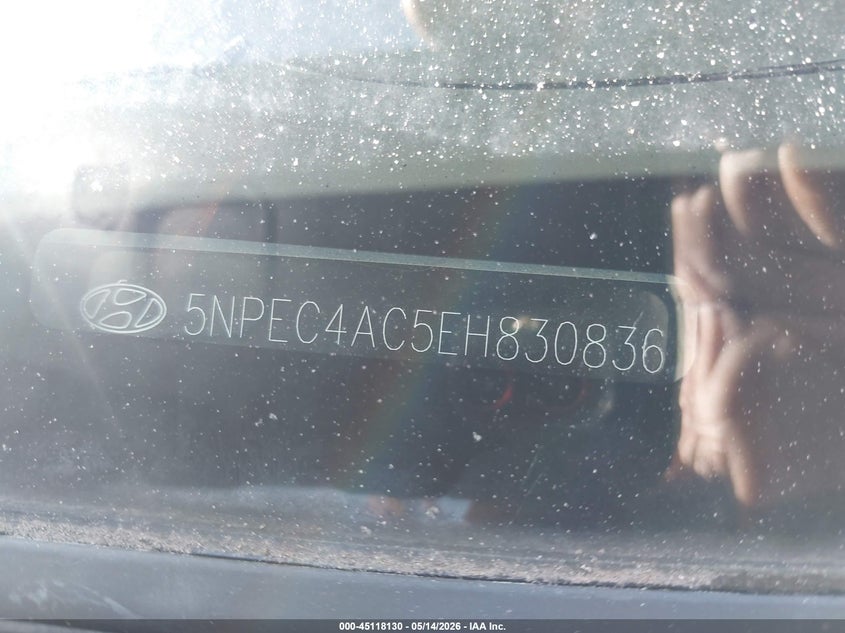 2014 Hyundai Sonata VIN 5NPEC4AC5EH830836 IAAI salvage auction — FRONT END, Salvage (North Carolina), sold $550 on 2026-07-13 (photo 9)
