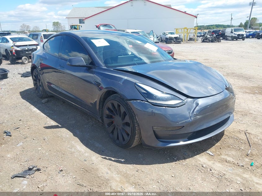 2022 Tesla Model 3 VIN 5YJ3E1EC0NF265291 IAAI salvage auction — FRONT END, Salvage (Pennsylvania), sold $10,000 on 2026-08-02 (photo 1)