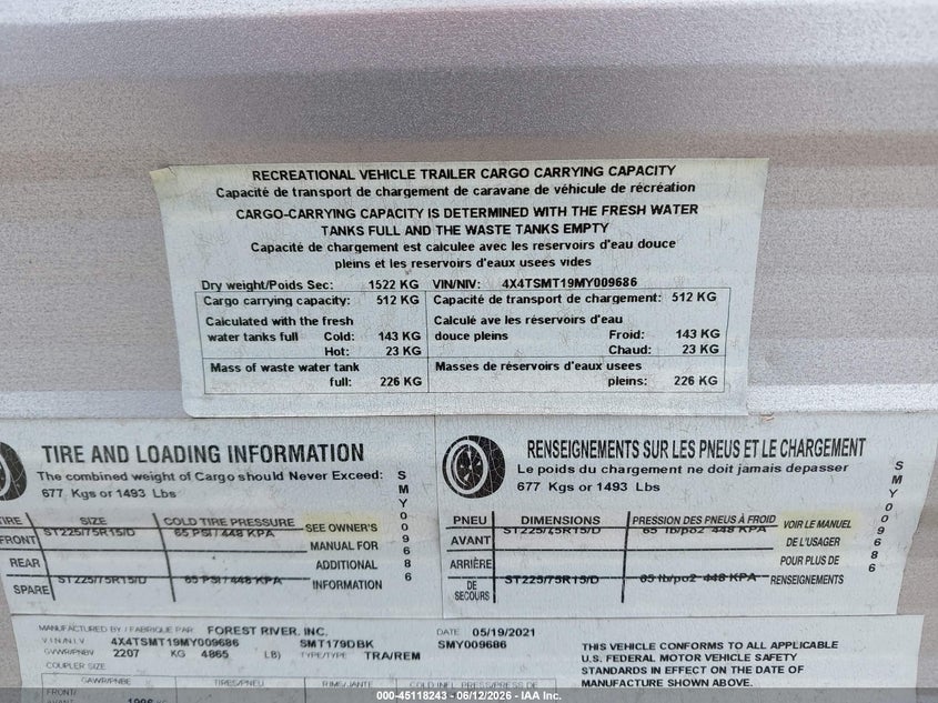 2021 Saleen VIN 4X4TWMT19MY009686 IAAI salvage auction — HAIL, Clear (Missouri), sold $6,050 on 2026-07-28 (photo 9)
