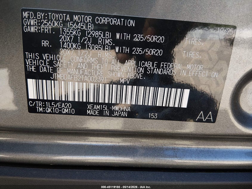 2026 Toyota Bz4x VIN JTMBDAFB2TA002391 IAAI salvage auction — REAR END, Salvage (Idaho), sold $10,200 on 2026-07-11 (photo 9)