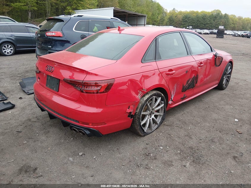 2018 Audi S4 VIN WAUB4AF45JA136632 IAAI salvage auction — SIDE, Salvage Title, sold $5,100 on 2026-07-28 (photo 4)