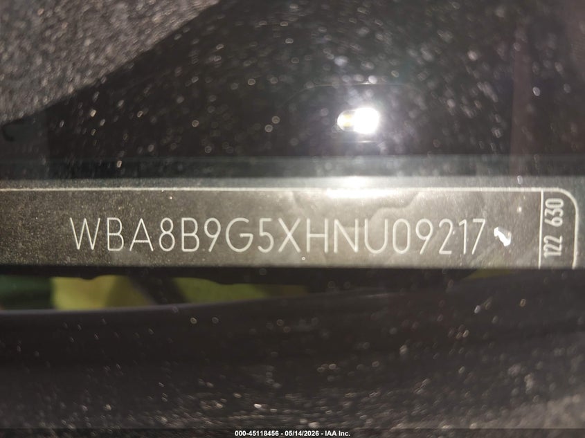 2017 BMW 3er VIN WBA8B9G5XHNU09217 IAAI salvage auction — FRONT END, Salvage (Texas), sold $650 on 2026-07-21 (photo 9)