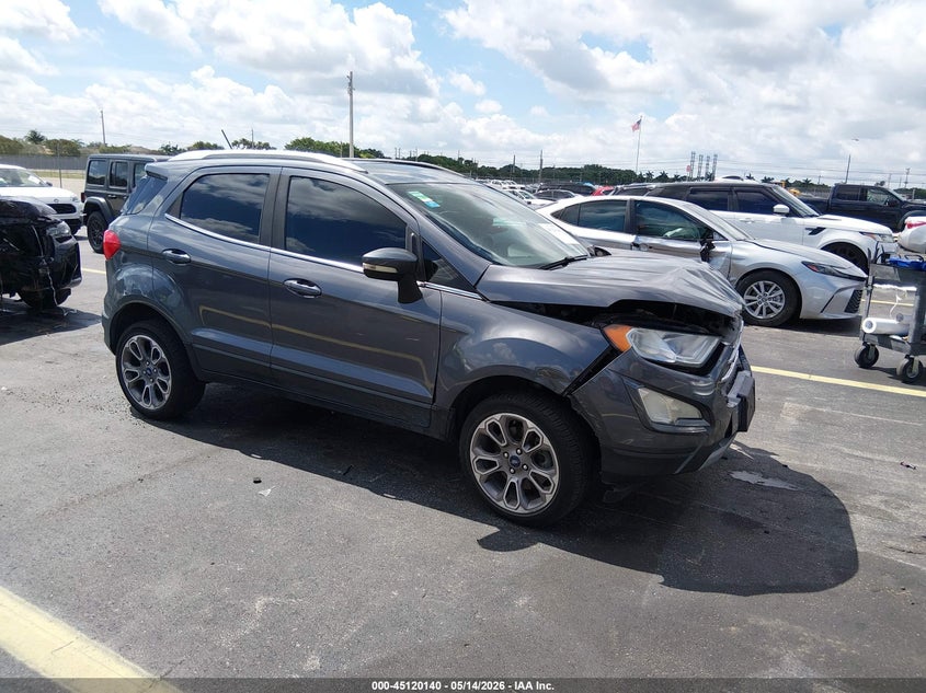 2020 Ford Ecosport VIN MAJ6S3KL9LC352824 IAAI salvage auction — LEFT FRONT, Certificate Of Destruction (Florida), sold $100 on 2026-07-30 (photo 1)