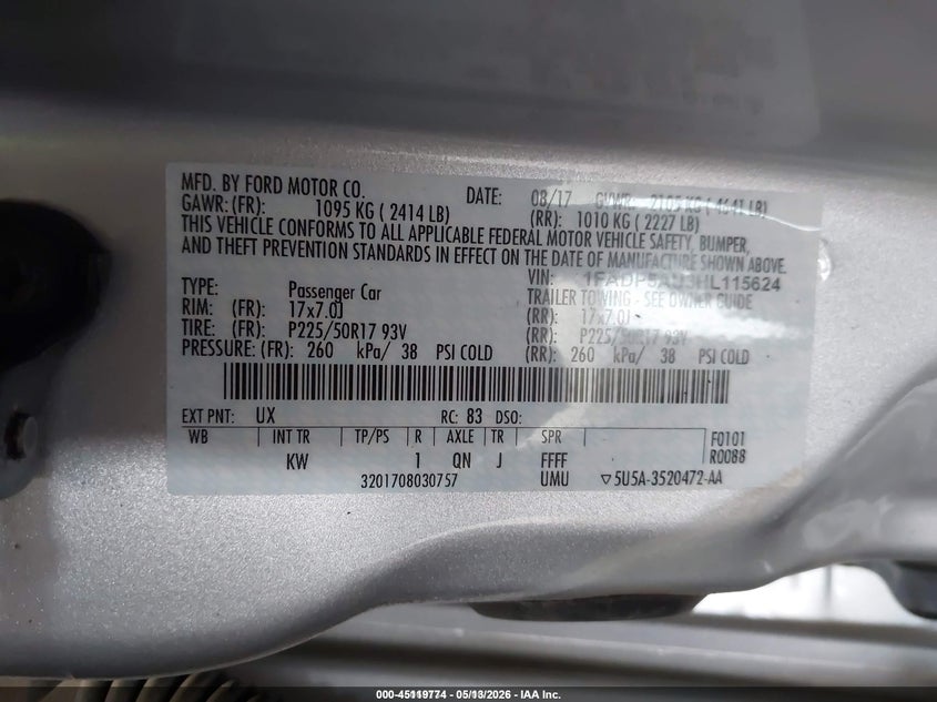 2017 Ford C-max VIN 1FADP5AU3HL115624 IAAI salvage auction — SIDE, SF97 (Kansas), sold $9,200 on 2026-07-09 (photo 9)