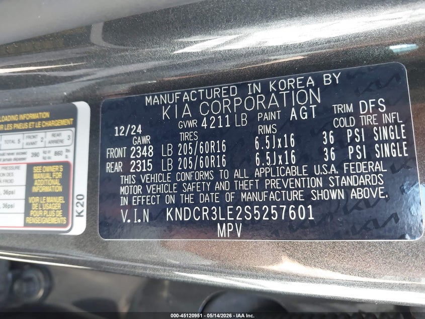 2025 Kia Niro VIN KNDCR3LE2S5257601 IAAI salvage auction — RIGHT FRONT, Salvage (Michigan), sold $8,250 on 2026-07-30 (photo 9)