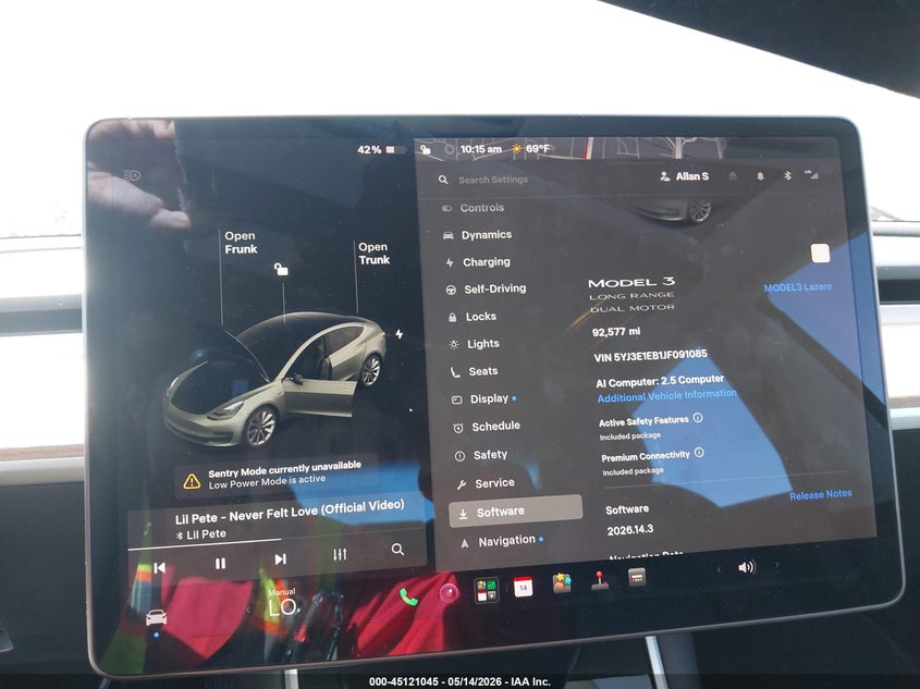 2018 Tesla Model 3 VIN 5YJ3E1EB1JF091085 IAAI salvage auction — FRONT END, Salvage (California), sold $6,200 on 2026-07-29 (photo 7)