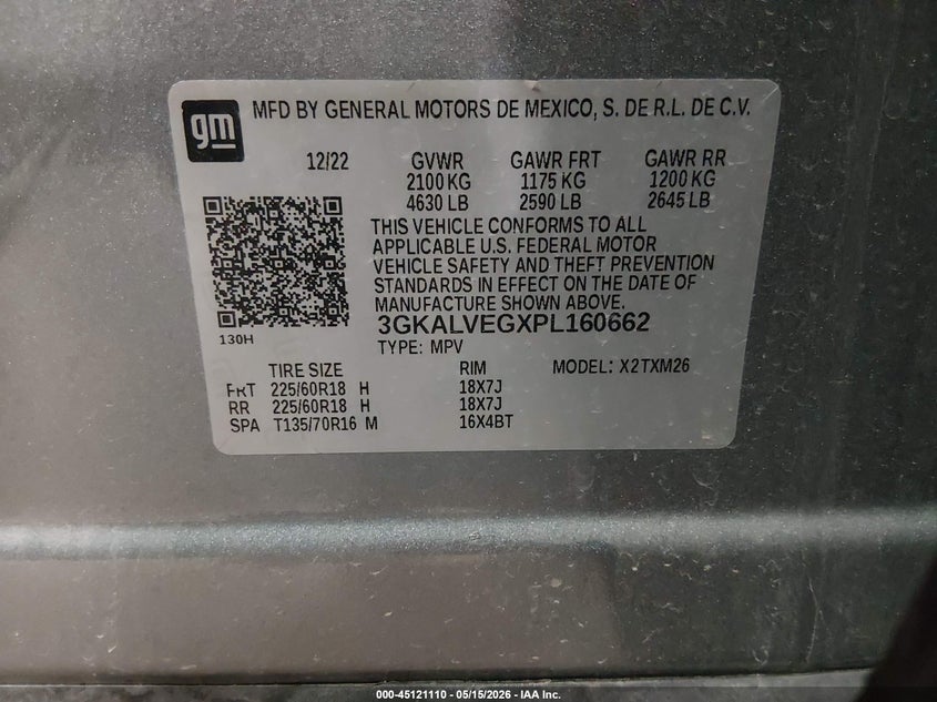 2023 Gmc Terrain VIN 3GKALVEGXPL160662 IAAI salvage auction — FRONT END, Salvage (Iowa), sold $9,100 on 2026-07-25 (photo 9)