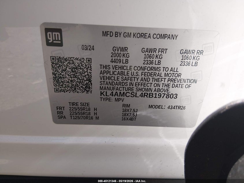 2024 Buick Encore gx VIN KL4AMCSL4RB197803 IAAI salvage auction — FRONT END, Salvage (Rhode Island), sold $1,500 on 2026-07-28 (photo 9)