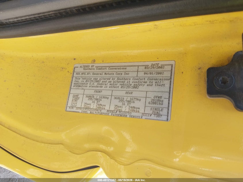 2002 Gmc SIERRA VIN 1GTEC19TX2Z229414 IAAI salvage auction — FRONT END, Clear (Tennessee), sold $600 on 2026-07-09 (photo 9)