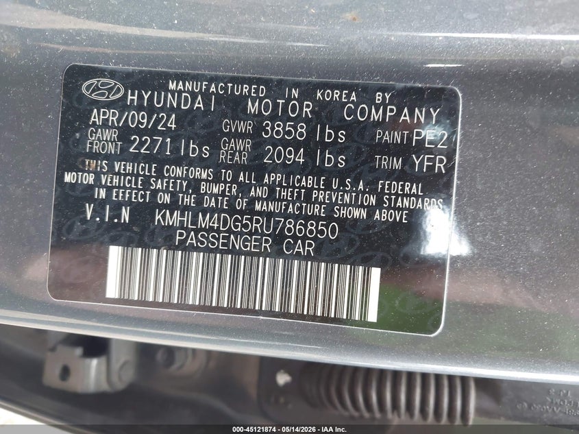 2024 Hyundai Elantra VIN KMHLM4DG5RU786850 IAAI salvage auction — RIGHT SIDE, Salvage (Ohio), sold $4,500 on 2026-07-09 (photo 9)