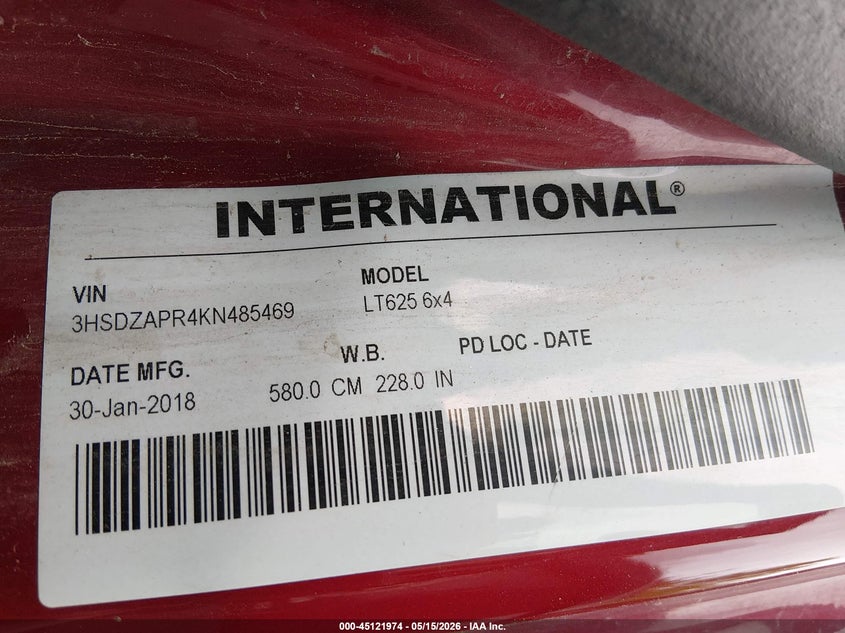 2019 International VIN 3HSDZAPR4KN485469 IAAI salvage auction — UNKNOWN, Clear (Connecticut), sold $7,700 on 2026-07-29 (photo 8)