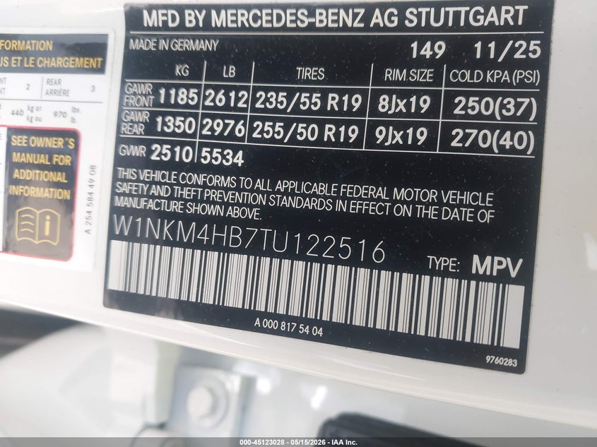 2026 Mercedes-benz Glc VIN W1NKM4HB7TU122516 IAAI salvage auction — FRONT END, Mv-907A (New York), sold $14,400 on 2026-07-14 (photo 9)