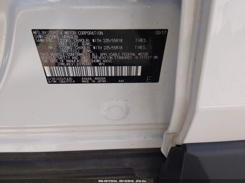 2018 Toyota Rav 4 VIN JTMDJREV1JD175343 IAAI salvage auction — FRONT END, Junk Bill Of Sale Mv2459 (Wisconsin), sold $4,700 on 2026-07-15 (photo 9)