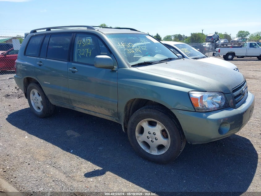 2006 Toyota Highlander VIN JTEEP21A460176526 IAAI salvage auction — NORMAL WEAR, Clear (Virginia), sold $1,050 on 2026-07-07 (photo 1)