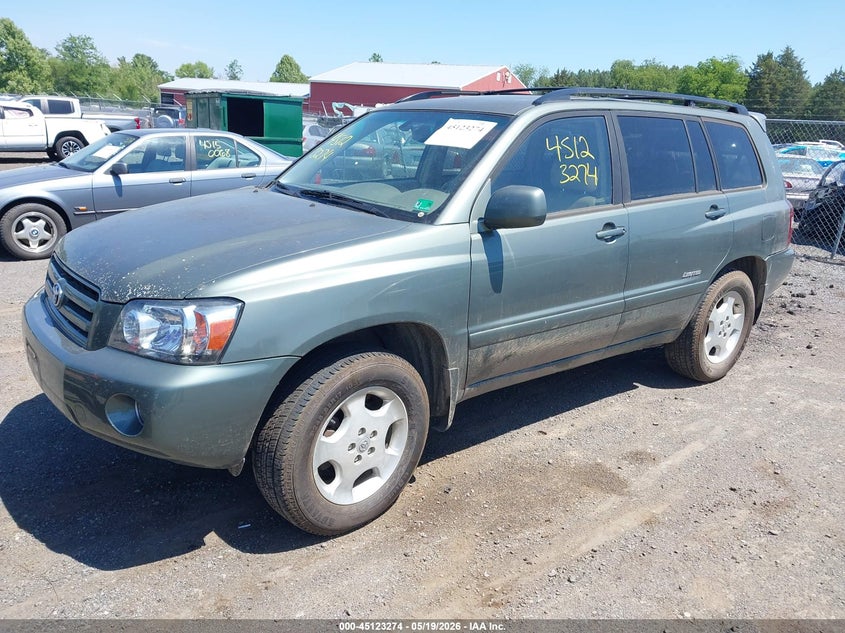 2006 Toyota Highlander VIN JTEEP21A460176526 IAAI salvage auction — NORMAL WEAR, Clear (Virginia), sold $1,050 on 2026-07-07 (photo 2)