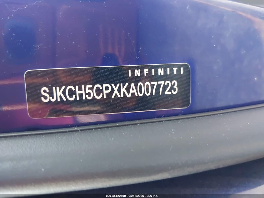 2019 Infiniti Qx30 VIN SJKCH5CPXKA007723 IAAI salvage auction — LEFT FRONT, Salvage (Missouri), sold $1,950 on 2026-07-29 (photo 9)