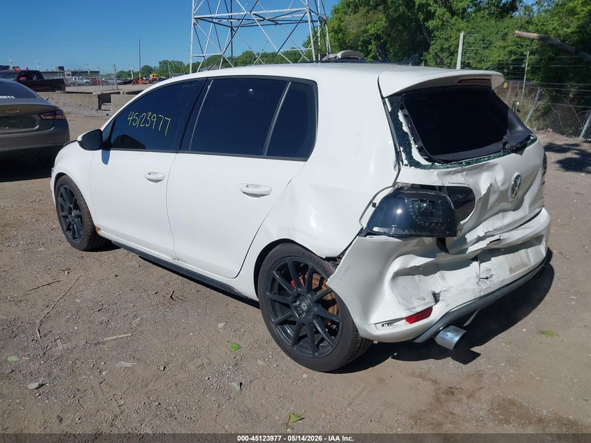 2012 Volkswagen Gti VIN WVWHV7AJ9CW271404 IAAI salvage auction — REAR END, Clear (Indiana), sold $1,750 on 2026-08-10 (photo 3)