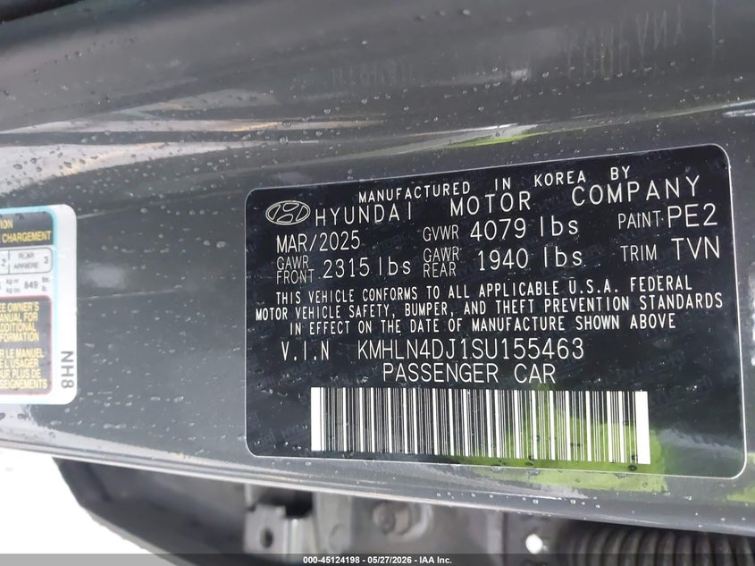 2025 Hyundai Elantra VIN KMHLN4DJ1SU155463 IAAI salvage auction — FRONT END, Salvage Title, sold $6,200 on 2026-07-25 (photo 9)
