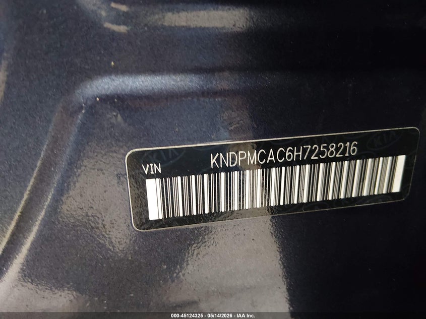 2017 Kia Sportage VIN KNDPMCAC6H7258216 IAAI salvage auction — FRONT END, Salvage (West Virginia), sold $2,900 on 2026-08-02 (photo 9)