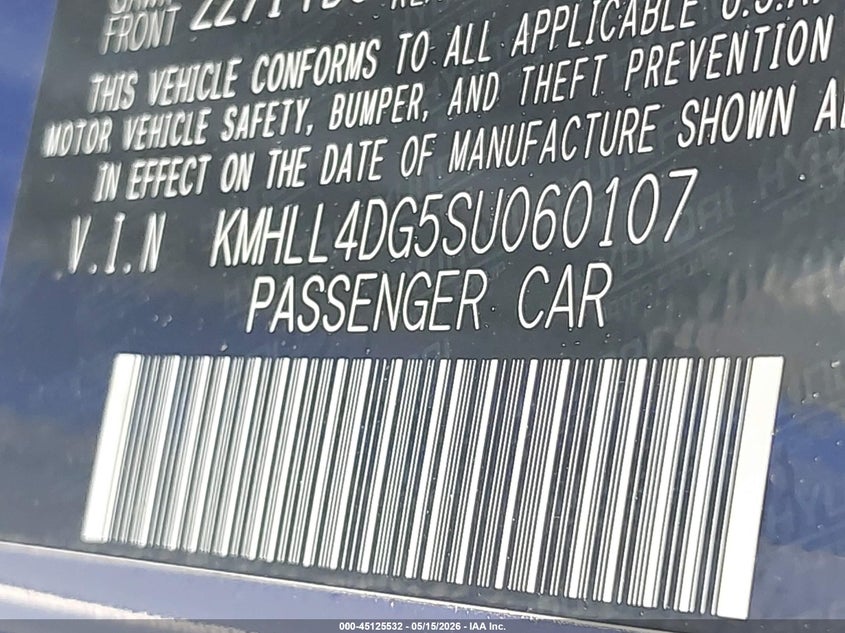 2025 Hyundai Elantra VIN KMHLL4DG5SU060107 IAAI salvage auction — FRONT END, Original (Texas), sold $8,100 on 2026-07-31 (photo 9)