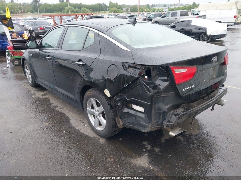 2014 Kia Optima VIN 5XXGM4A73EG310963 IAAI salvage auction — LEFT REAR, Salvage (Oregon), sold $700 on 2026-07-17 (photo 3)