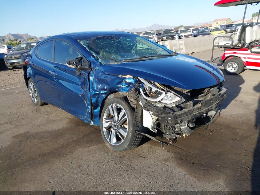 2014 Hyundai Elantra VIN KMHDH4AE7EU106002 IAAI salvage auction — RIGHT FRONT, Salvage (Arizona), sold $425 on 2026-07-14 (photo 1)