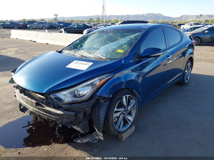 2014 Hyundai Elantra VIN KMHDH4AE7EU106002 IAAI salvage auction — RIGHT FRONT, Salvage (Arizona), sold $425 on 2026-07-14 (photo 2)