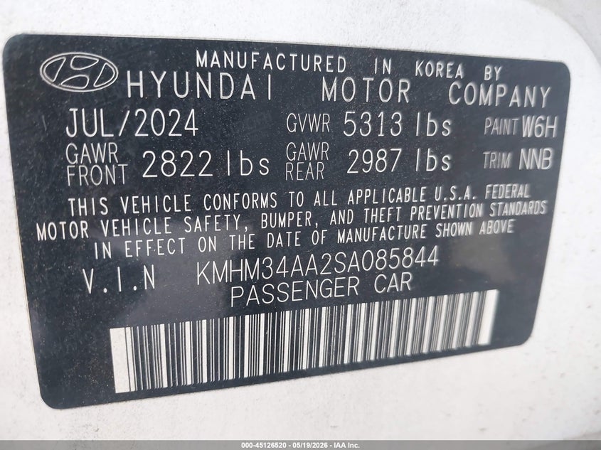 2025 Hyundai Ioniq 6 VIN KMHM34AA2SA085844 IAAI salvage auction — SIDE, Wait Title, sold $11,450 on 2026-08-17 (photo 9)