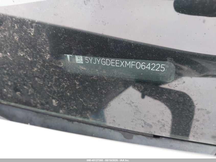 2021 Tesla Model y VIN 5YJYGDEEXMF064225 IAAI salvage auction — LEFT SIDE, Salvage Certificate (California), sold $3,350 on 2026-07-26 (photo 9)