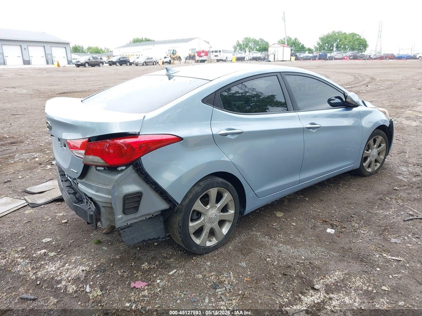 2011 Hyundai Elantra VIN KMHDH4AE5BU119519 IAAI salvage auction — FRONT & REAR, Clear (Indiana), sold $800 on 2026-07-08 (photo 4)