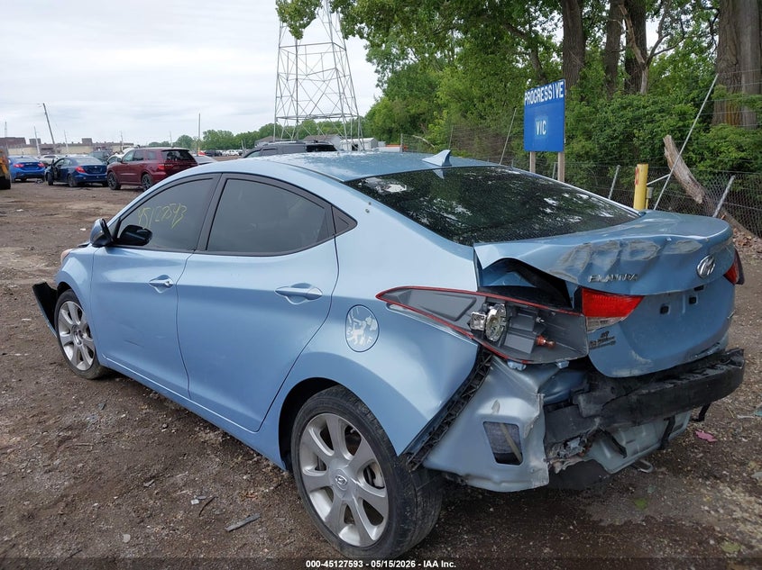 2011 Hyundai Elantra VIN KMHDH4AE5BU119519 IAAI salvage auction — FRONT & REAR, Clear (Indiana), sold $800 on 2026-07-08 (photo 6)